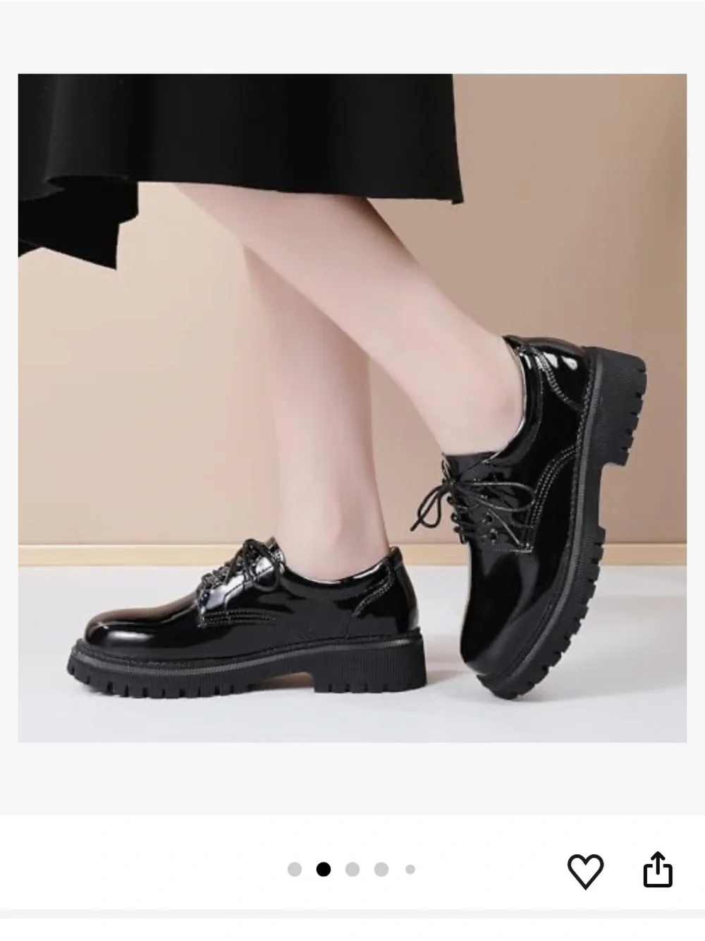 Women’s Black Patent Lace-Up Platform Oxfords With Lug Soles